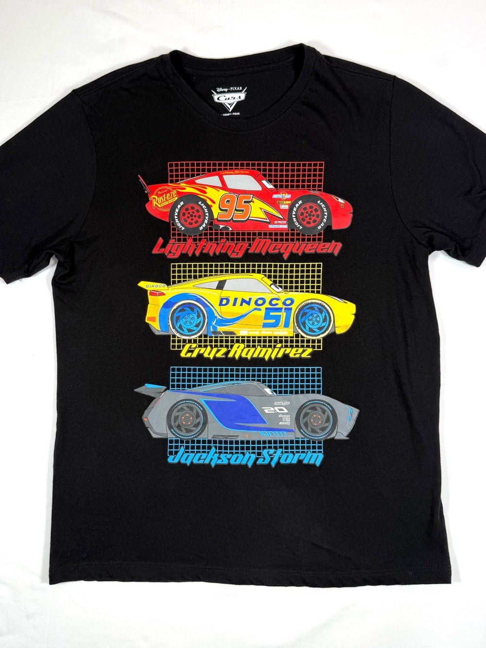 DISNEY PIXAR Boys Cars Graphic T Shirt 2XL 18 Racing Y2K Style Retro McQueen